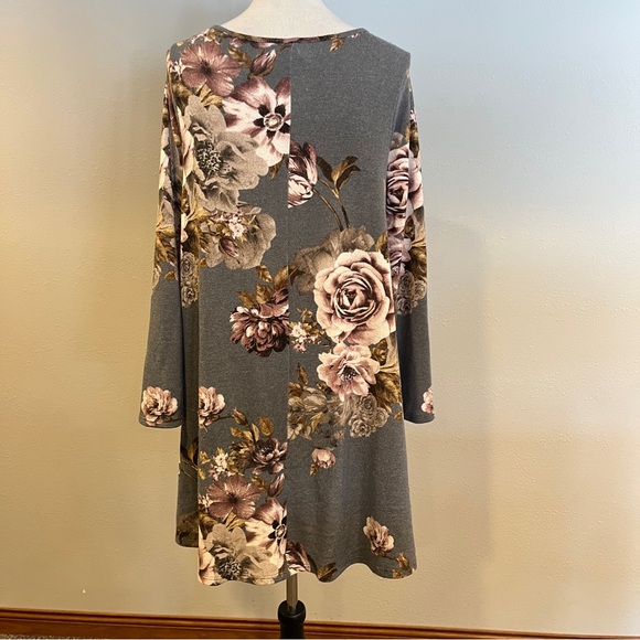 Floral Lace-Up long sleeves Swing sweater Dress size large - Picture 8 of 14